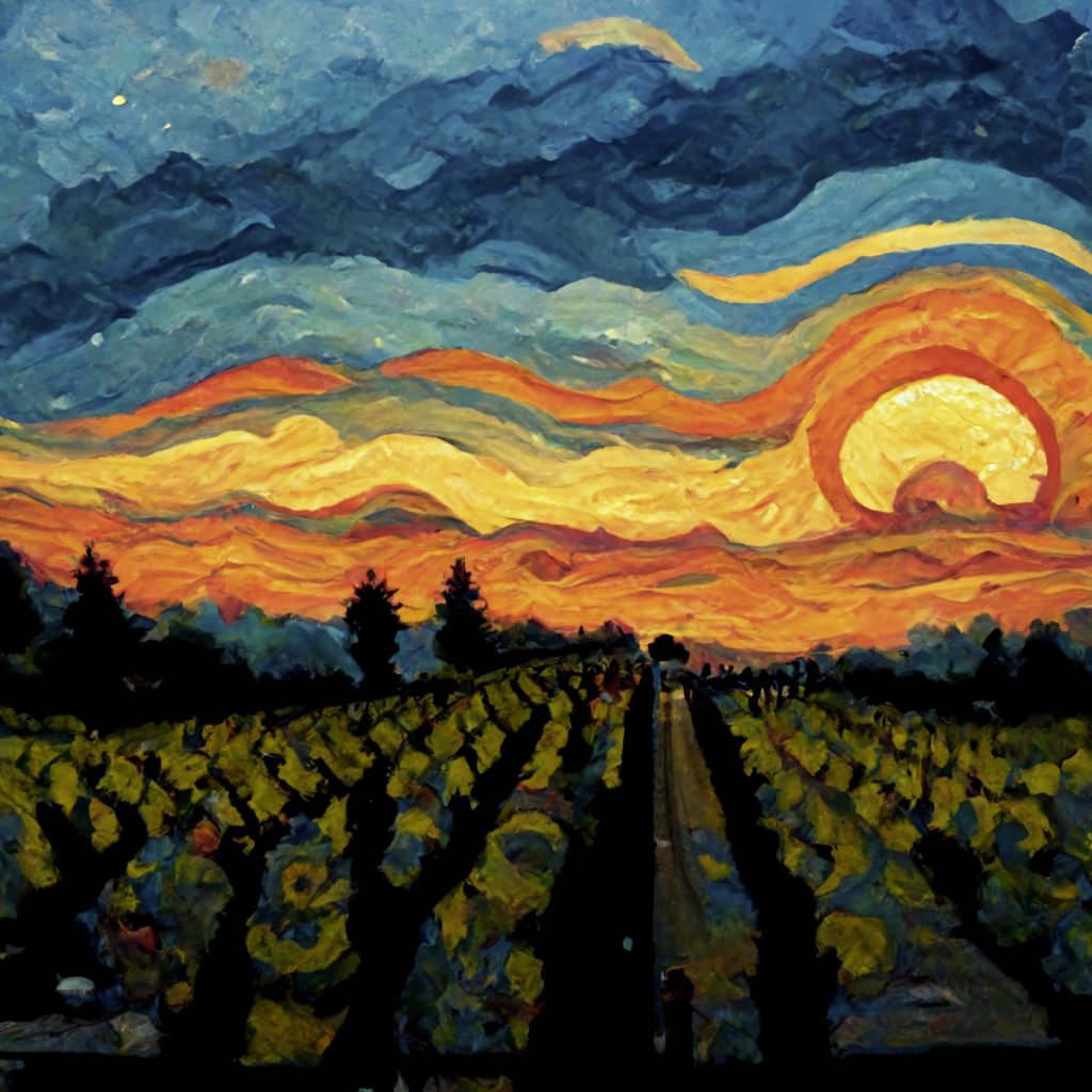 prompt/ vineyard sunset Van Gogh style

