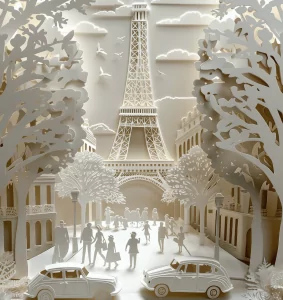 Villes en découpage papier