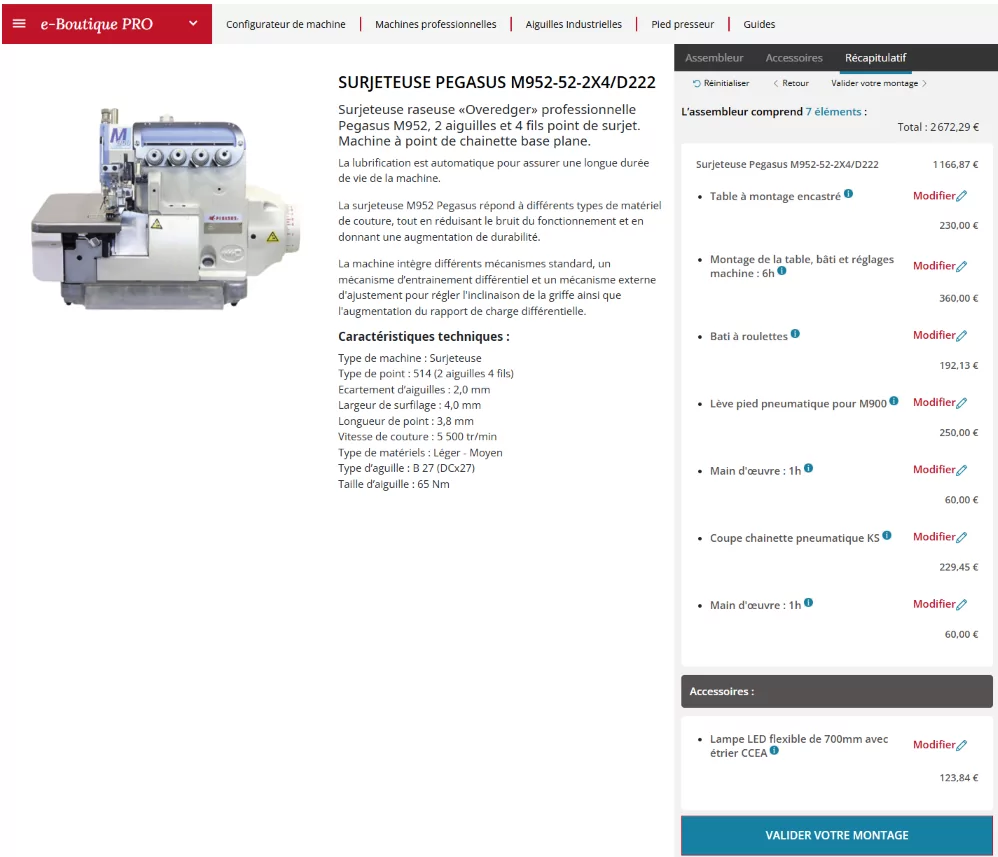 configurateur de montage de produits