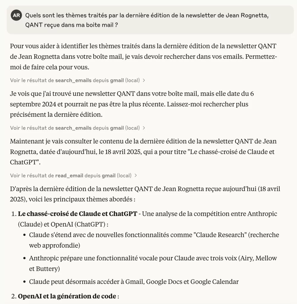 Synthèse d'une newsletter sur ChatGPT