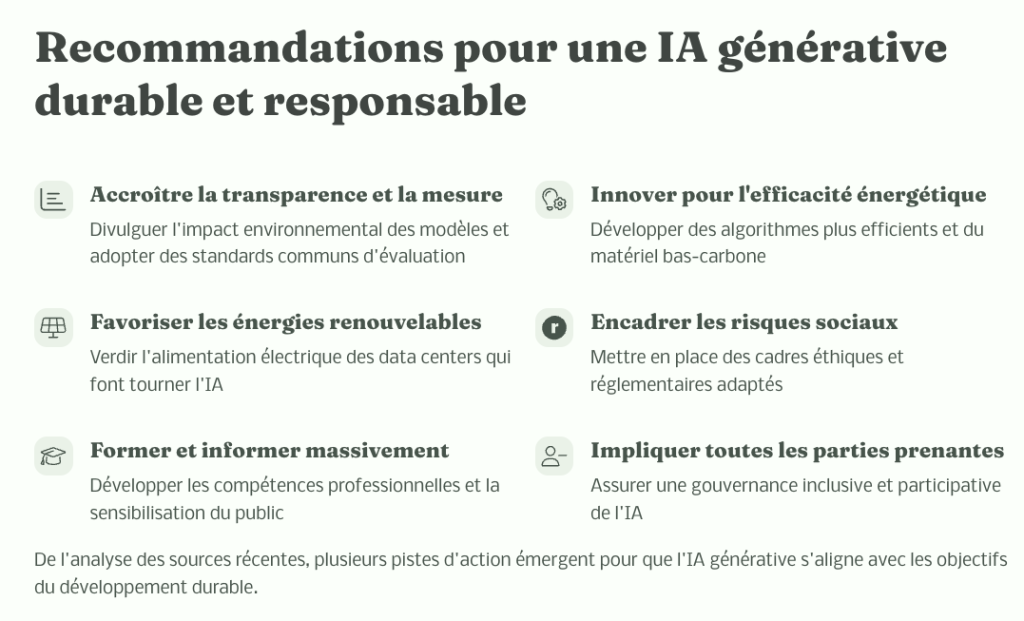 Liste de recommandations pour une
IA générative durable et responsable