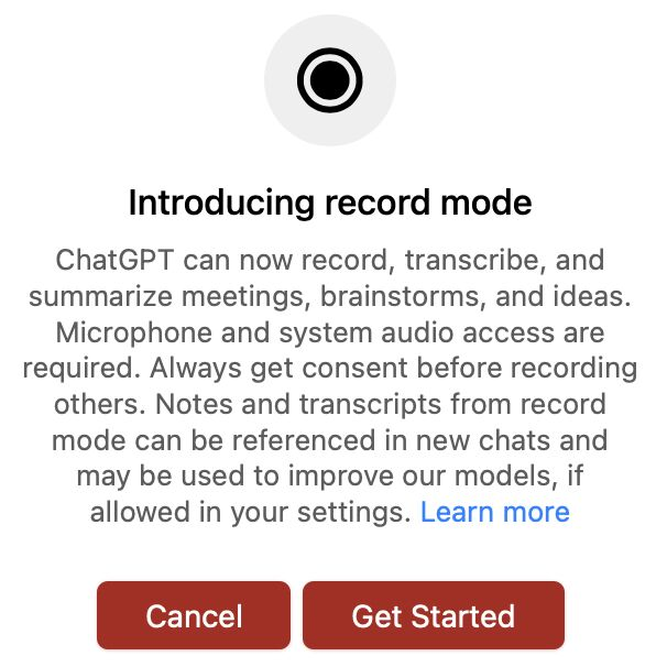 Record mode de Chatgpt