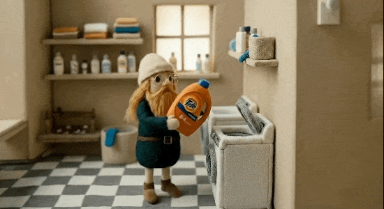 Publicité Tide en feutrine avec l'IA