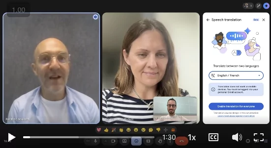 Traduction simultanée sur Google Meet