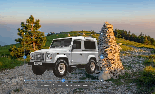 photomontage d’un 4x4 en 3D par IA