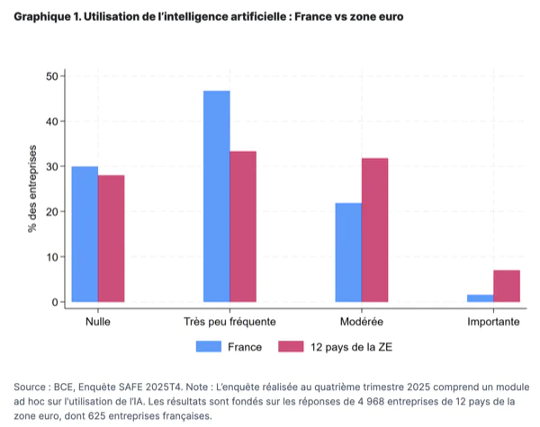 graphique comparant l’adoption de l’IA en France et dans la zone euro.