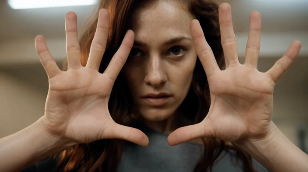 portrait d’une femme dans un clip musical généré par IA.