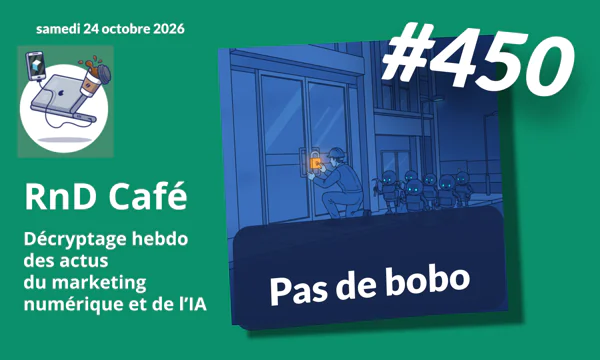 RnD Café n°450 : Pas de bobo. Un technicien pose une serrure neuve pendant que des robots cambrioleurs arrivent trop tard.